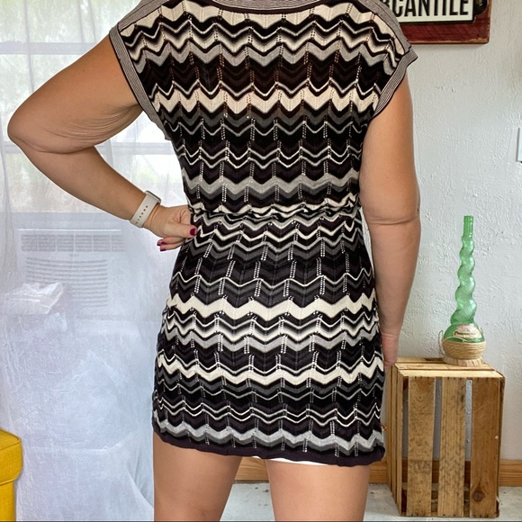 BCBGMaxazria Black & Cream Knit Pattern Mini Dress Fully Lined Size XSmall - Picture 6 of 14